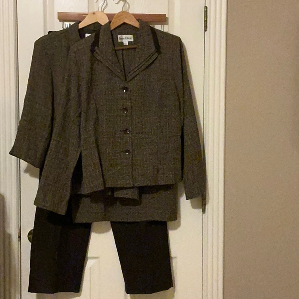 Vintage 16 washable pants skirt two suit jackets brown pantsuit coordinates GUC